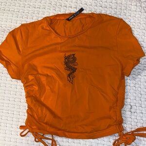 orange shein crop top